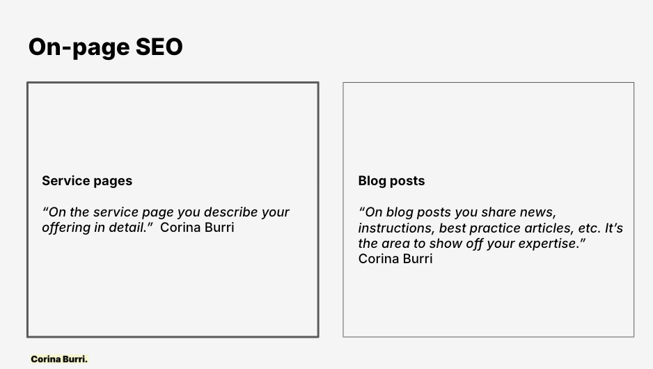 service page vs blog post