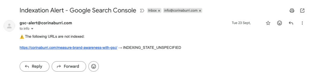 screenshot deindexation alert