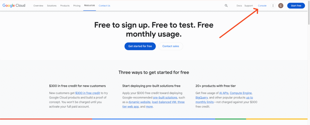 Printscreen Google Cloud