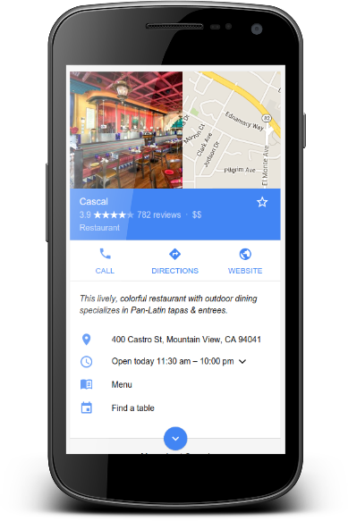 Example of a rich result for local SEO from Google