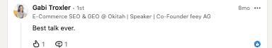 Public speaking testimonial from Gabi Troxler für Corina Burri